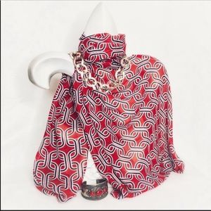 BANANA REPUBLIC Woven scarf Navy & red chain